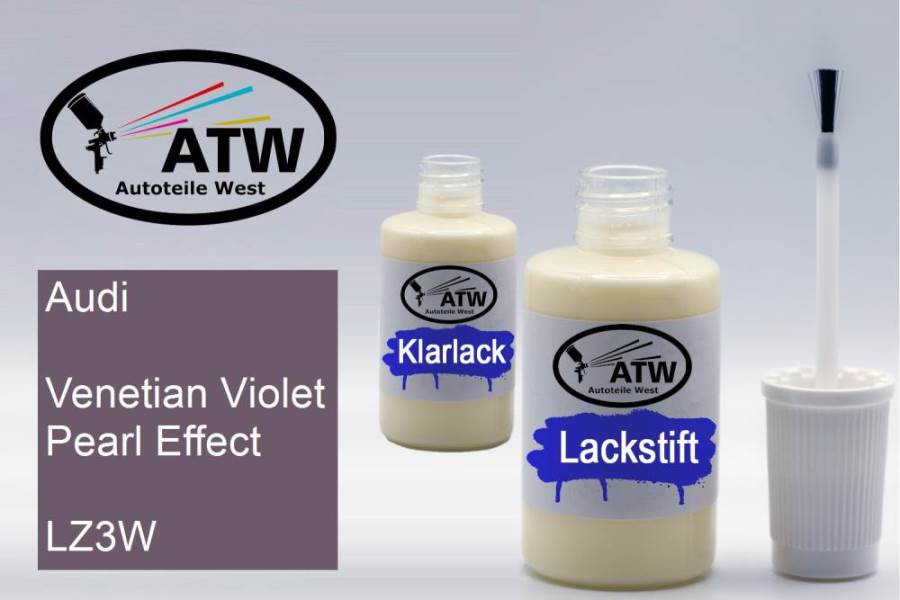 Audi, Venetian Violet Pearl Effect, LZ3W: 20ml Lackstift + 20ml Klarlack - Set, von ATW Autoteile West.